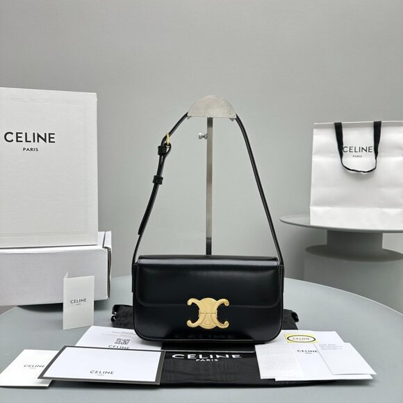 Celine Triomphe Claude Shoulder Bag in Shiny Calfskin - Picture 1 of 9